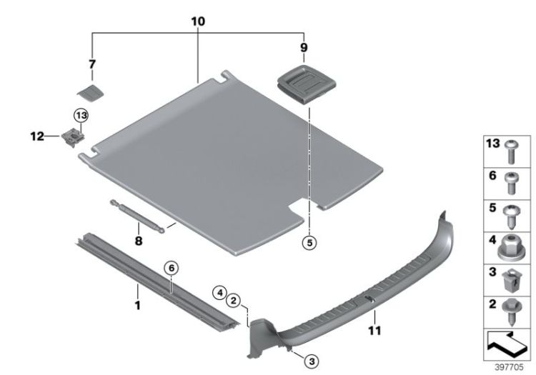 Trim panel, trunk floor ->53765121729