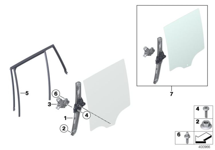 Door window lifting mechanism rear ->52632518125