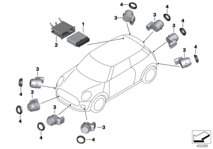 66209331865 Control unit PDC Distance Systems Cruise Control Parking assistance systems Mini Coupé Coupé  ONE/Cooper  ONE/Cooper  Cabrio  >402285<, Apparecchio di comando PDC