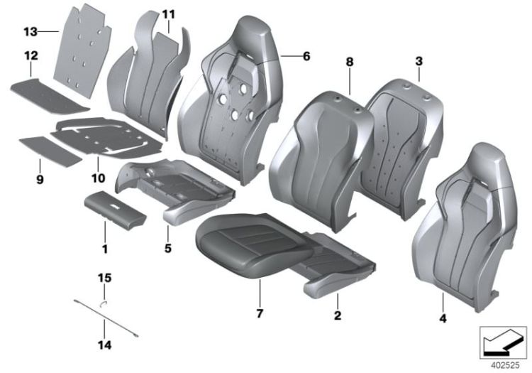 Seat, front, cushion and cover ->