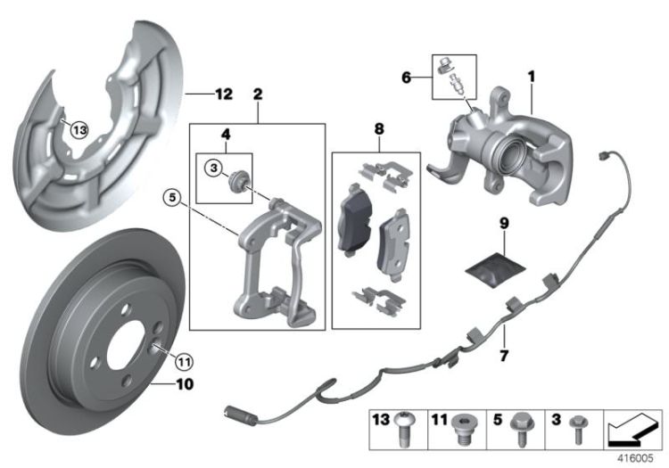 Rear wheel brake, brake pad sensor ->50618341564