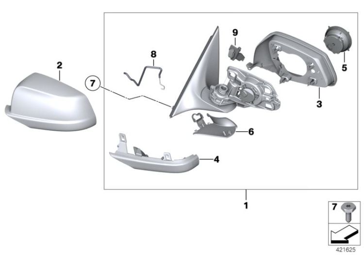 51167283676 Outside mirror w out glass heated right Vehicle trim Outside mirror BMW 5er F07 51167204834 F07 >421625<, Specchio esterno senza vetro riscald. d.