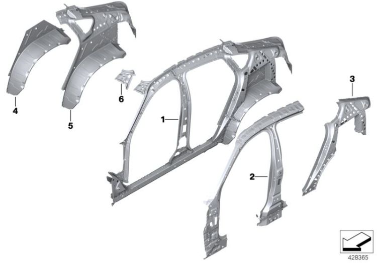 Single components for body-side frame ->56762412519