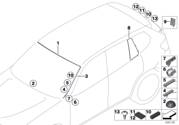 Glazing, mounting parts ->56427518086