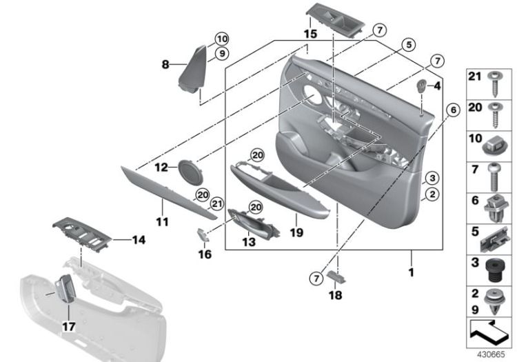 Door trim panel, front ->56667512375