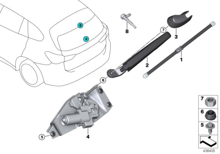 Single parts for rear window wiper ->56667613852