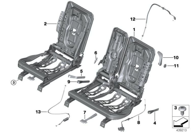 Seat, rear, seat frame ->57232524138