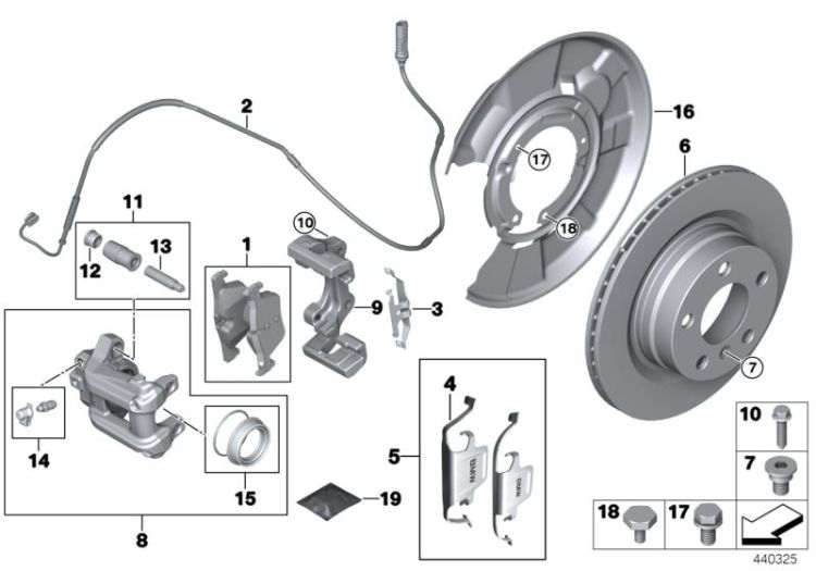 Rear wheel brake, brake pad sensor ->53621341969