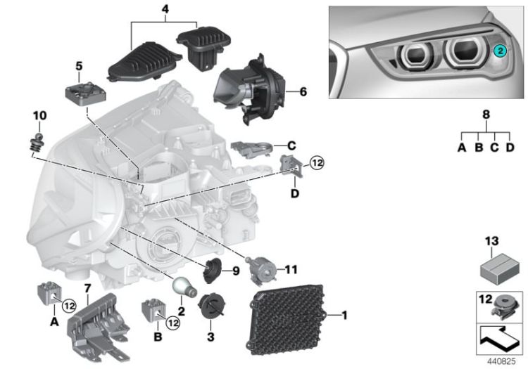 Module LED feu directionnel droit, numéro 06 dans l'illustration