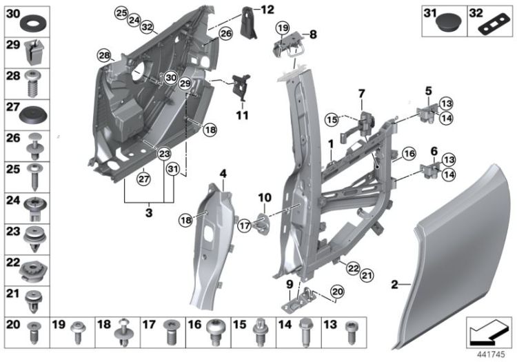 Rear door - hinge/door brake ->58169412341