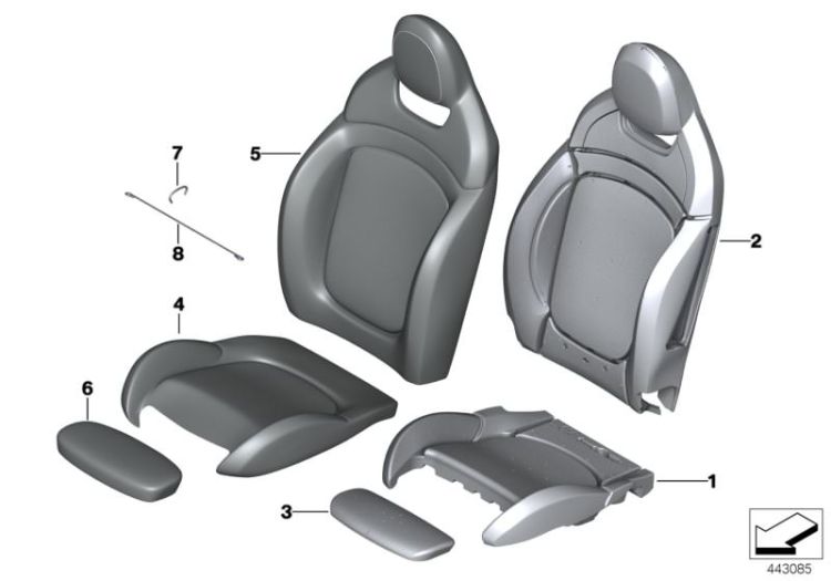 Seat, front, cushion &cover, sports seat ->56281524142