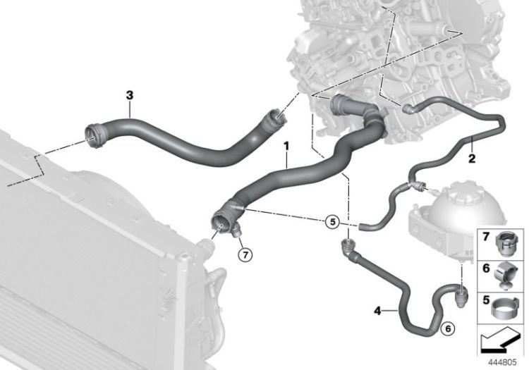 Cooling system coolant hoses ->56989170954