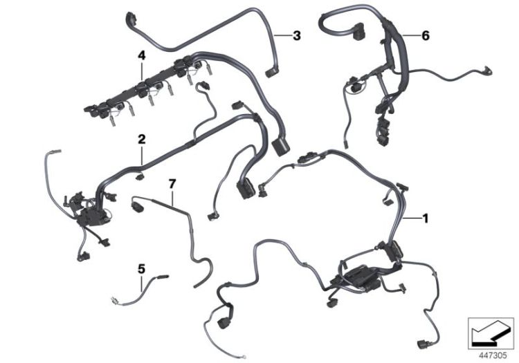 Engine wiring harness ->53261121648