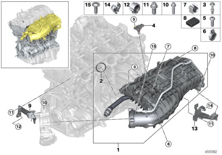 07119908752 Hexalobular socket screw Engine Intake manifold BMW X1 E84 F23 F22 F33 F32 G30 5er  6er  G11 7er  X3  >455592<, Tornillo hexagonal redondo