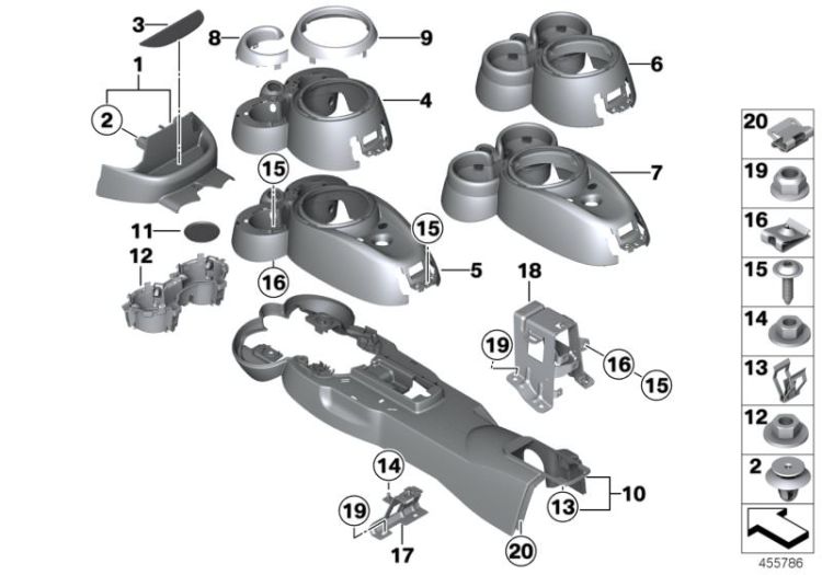 51169801639 Rubber insert oddments tray Vehicle trim Centre armrest  oddments trays Mini Paceman Paceman  Countryman  Paceman  >455786<, Stuoia vaschetta portaoggetti