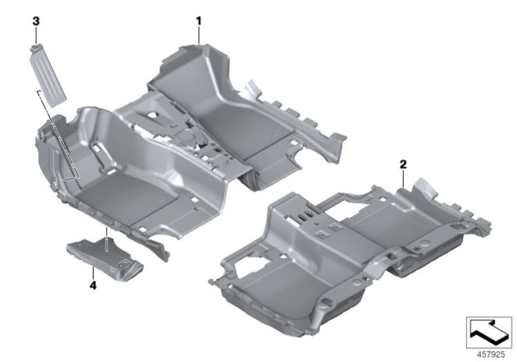 51477416267 Floor trim front Vehicle trim Interior equipment bottom BMW X1 E84 G11 7er  >457925<, Rivestimento del sottoscocca anteriore