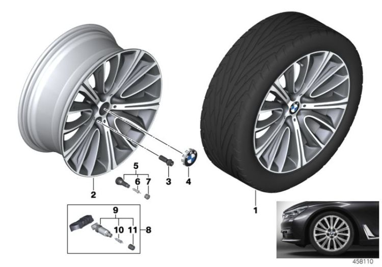 BMW LA wheel V-spoke 628 - 20`` ->57459362255