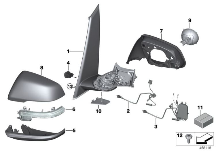 Aussenspiegel ohne Anbauteile rechts, Nummer 01 in der Abbildung