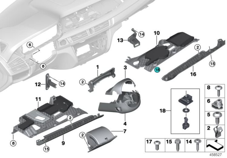 Mounting parts, instrument panel, bottom ->51261519132