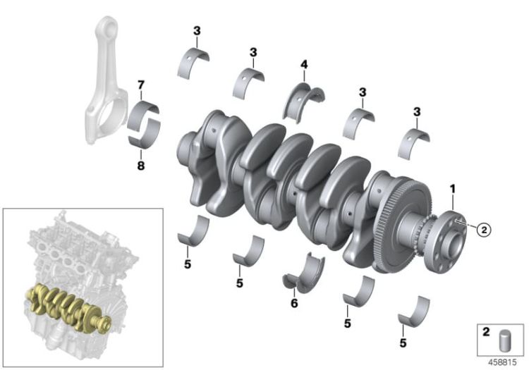 Crankshaft with bearing shells ->56283115577