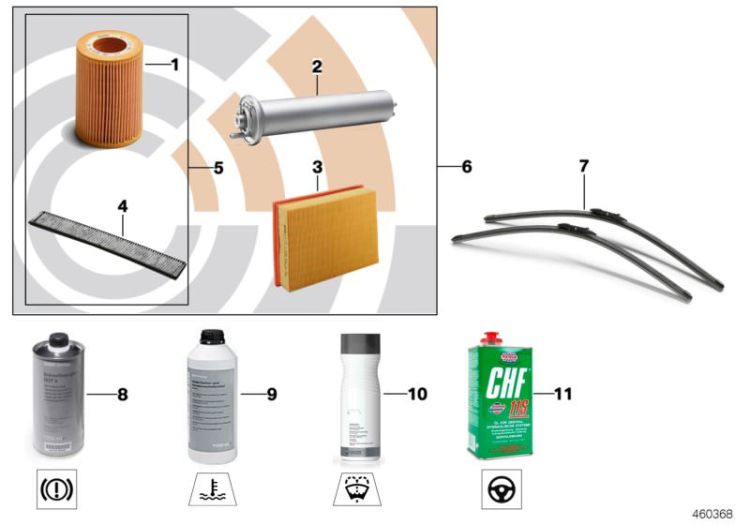 Service Kit Inspektion I / Ölservice, Nummer 05 in der Abbildung