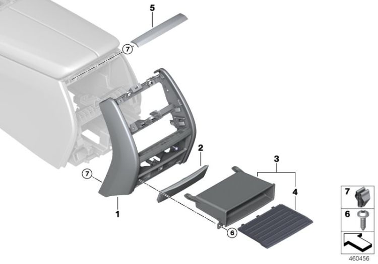 Anbauteile Mittelkonsole hinten ->57459513195