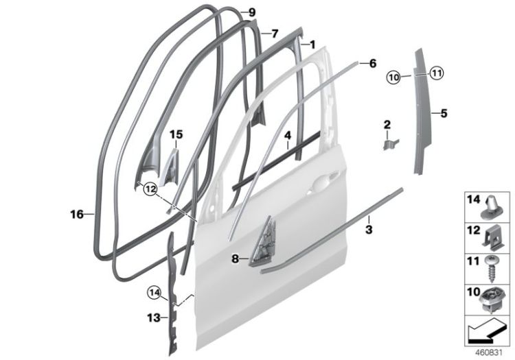 Trims and seals, door, front ->56081519450