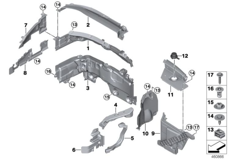 Piezas de montaje compartimiento motor ->1133239