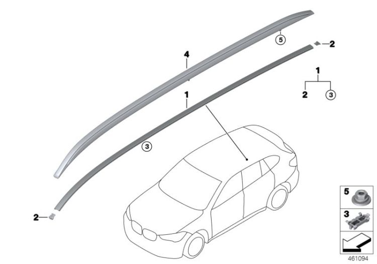 Roof moulding/Roof rail ->57445513262