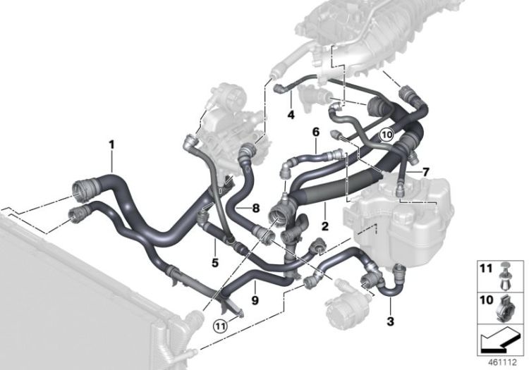 Cooling system coolant hoses ->57301170983