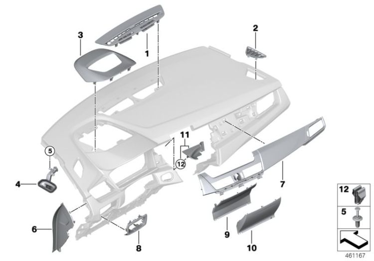 Anbauteile Instrumententafel oben ->56667512314