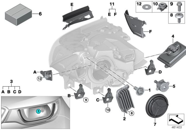 Componentes de faros halógenos ->51024631069