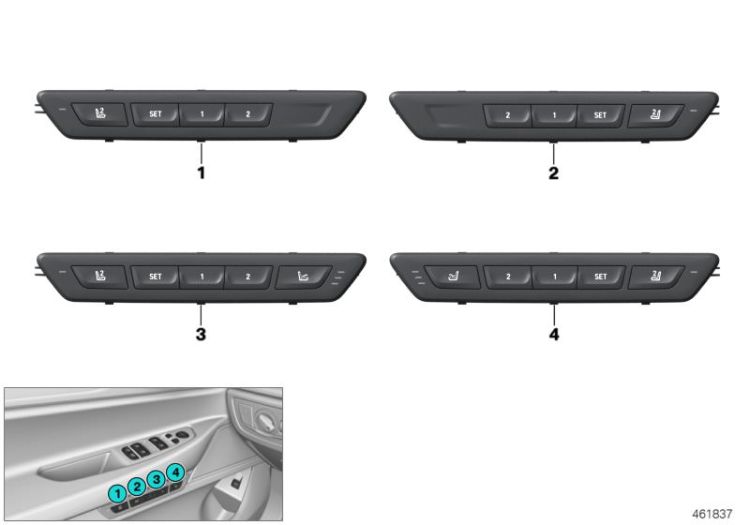 61316826722 Operating unit seat functions left Vehicle electrical system Switch BMW X1 E84 61319382799 G11 7er  >461837<, Unidad operación funciones asiento izda.