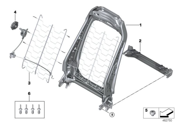 Seat, front, backrest frame ->56281523989