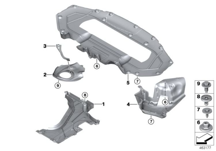 Underbody panelling, rear ->57464513500