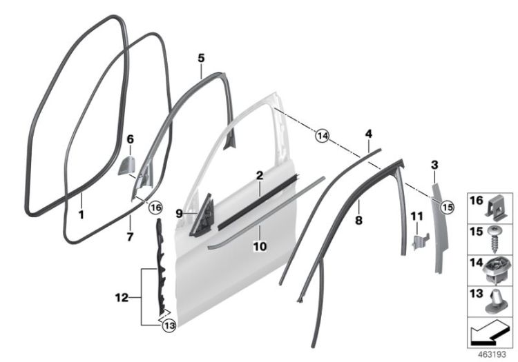 Trims and seals, door, front ->56762519720