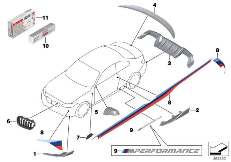 Rear diffuser, carbon, Number 03 in the illustration