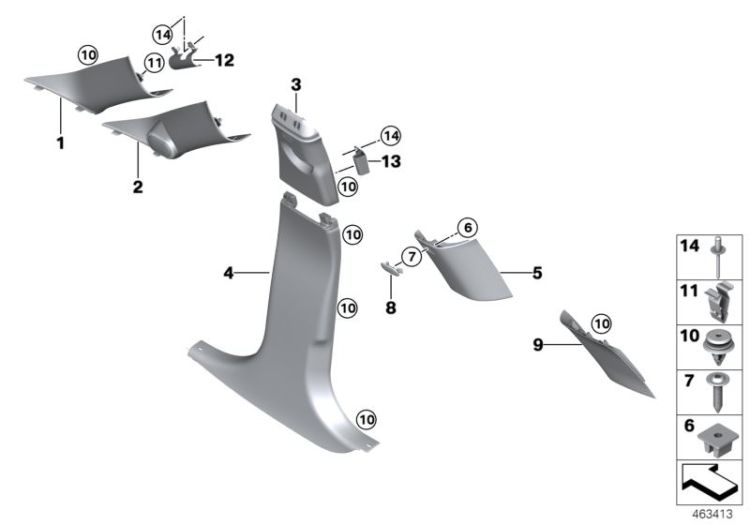 Trim panel A- / B- / C- / D-Column ->57452513646