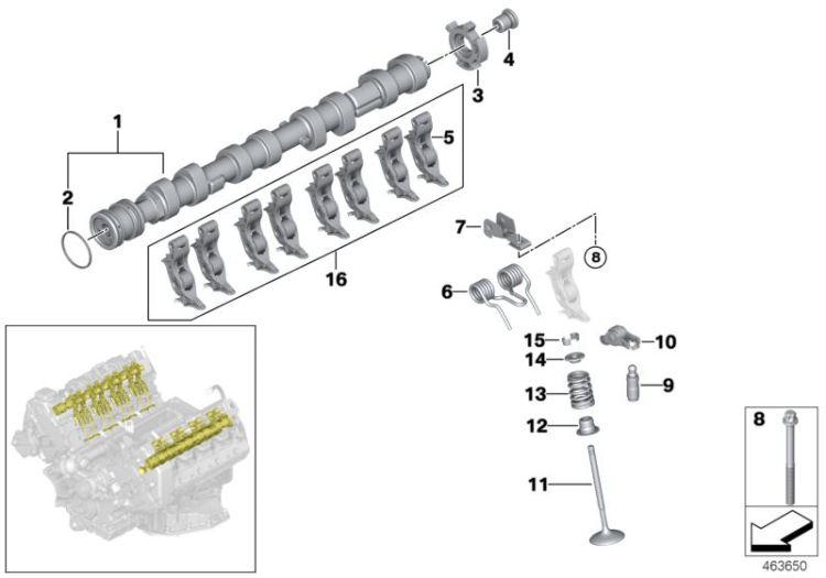 Valve timing gear, camshaft, inlet ->47742113269