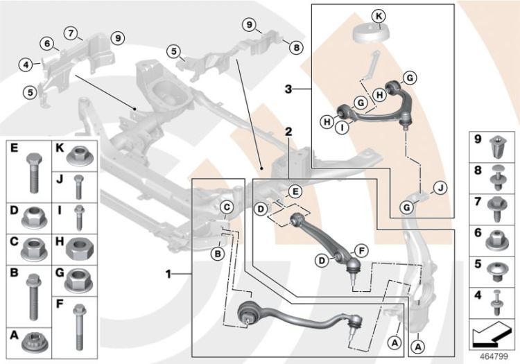 Repair kit, trailing links and wishbones ->50139311289