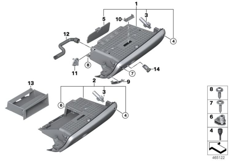 51169117996 Protective cap glove box right Vehicle trim Instrument carrier  mounting parts Mini Coupé Coupé  51169319930 ONE/Cooper  ONE/Cooper  Cabrio  >465122<, Funda protección guantera derecha