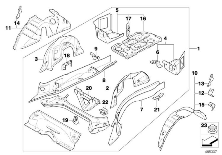 Rear right wheelhouse, inner half, Number 11 in the illustration