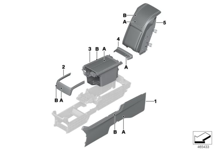 51167992382 Armrest rear console Individual equipment Center armrest rear BMW X1 E84 7er  >465433<, Reposabrazos, consola de parte trasera