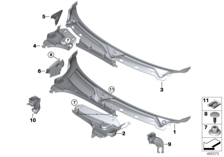 Trim panel, cowl panel, exterior ->56281519654