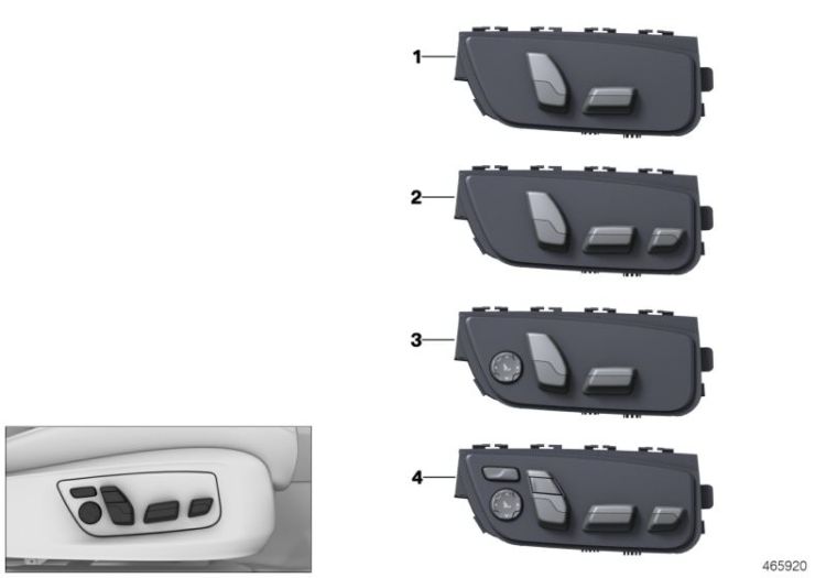 Seat adjustment switch, front passenger ->57459614859