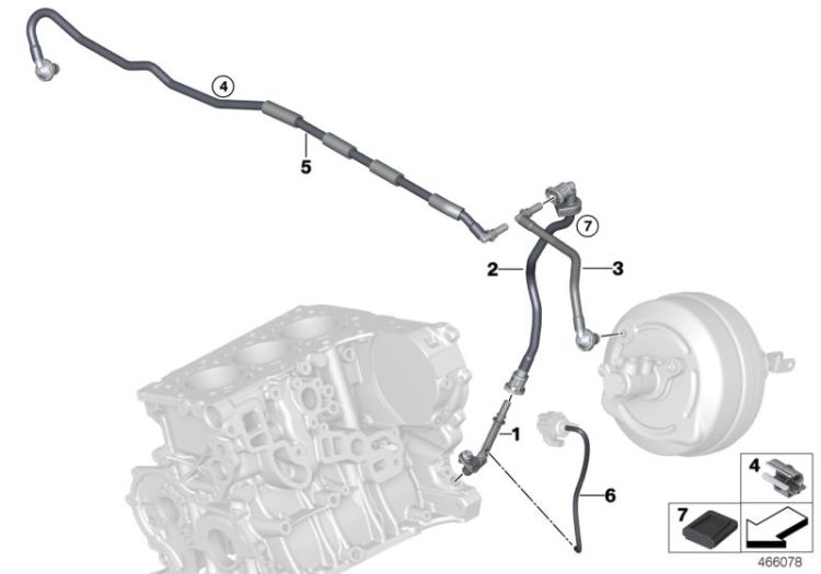 Vacuum line, brake servo ->60601117695