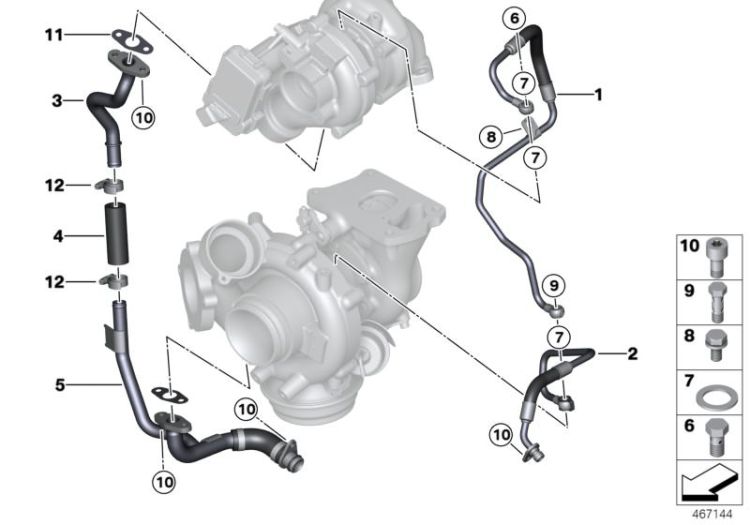 Oil supply, turbocharger ->57552116598