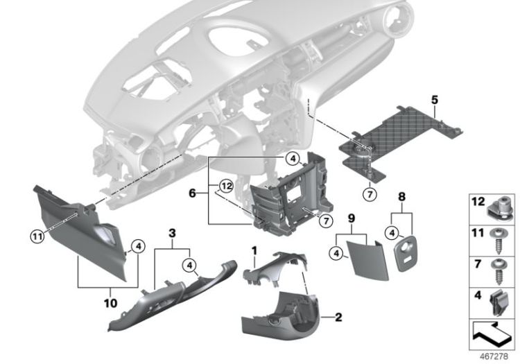 Anbauteile Instrumententafel unten ->56281519610