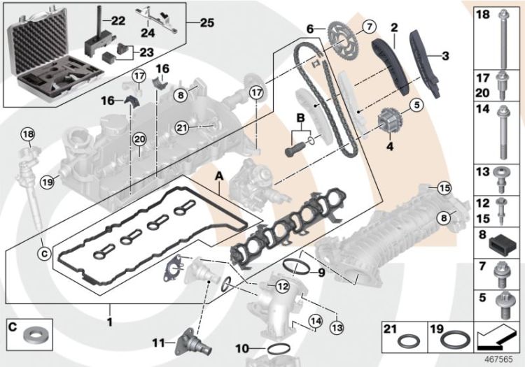 Reparatursatz offene Steuerkette oben ->52069115849