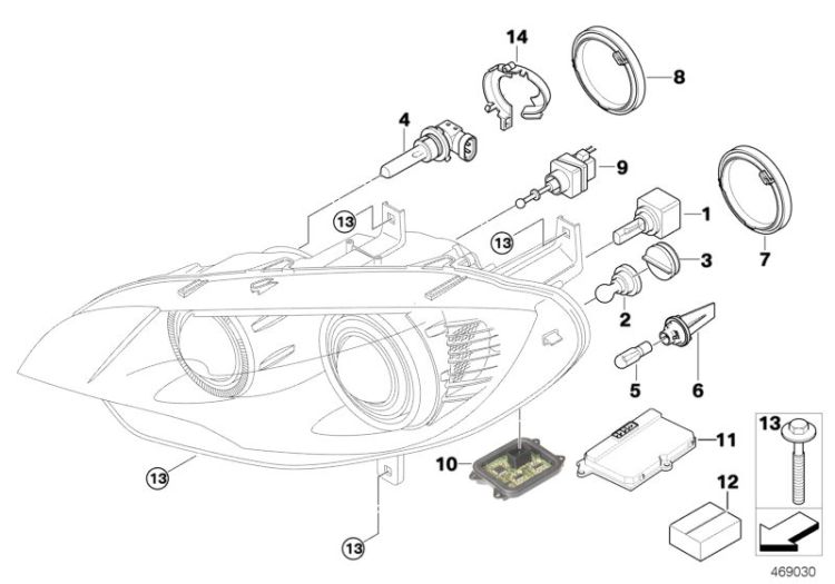 Single components for headlight ->